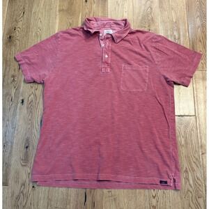 Faherty Brand Sunwashed Polo Shirt Mens XL Red Slub Cotton Short Sleeve Pocket